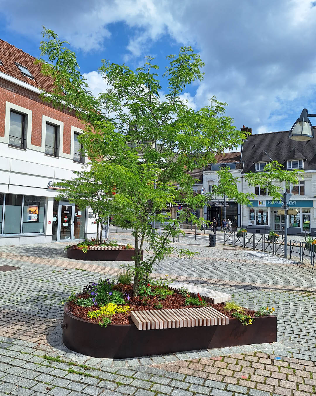 Retenue de terre corten avec assises - Anzin 59 France