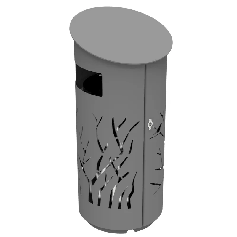 Contemporary litter bin with sloping lid Nature 