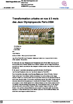 Transformation urbaine en vue à 3 mois des Jeux Olympiques de Paris 2024